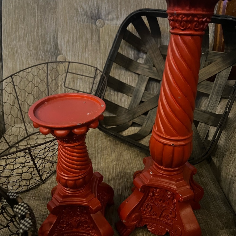 Set of Orange Candle Pillars